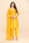 FANCY GEORGETTE EMBROIDERY SEQUENCE WORK TOP BOTTOM WITH DUPATTA YELLOW