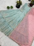 FANCY GEORGETTE EMBROIDERY SEQUENCE WORK TOP LEHENGA WITH DUPATTA PARTY WEAR WHOLESALE PRICE ETHNIC GARMENT (4)