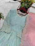FANCY GEORGETTE EMBROIDERY SEQUENCE WORK TOP LEHENGA WITH DUPATTA PARTY WEAR WHOLESALE PRICE ETHNIC GARMENT (4)