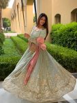 FANCY GEORGETTE EMBROIDERY SEQUENCE WORK TOP LEHENGA WITH DUPATTA PARTY WEAR WHOLESALE PRICE ETHNIC GARMENT (4)