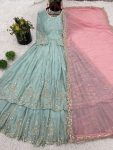 FANCY GEORGETTE EMBROIDERY SEQUENCE WORK TOP LEHENGA WITH DUPATTA PARTY WEAR WHOLESALE PRICE ETHNIC GARMENT (4)