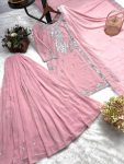 FANCY GEORGETTE EMBROIDERY SEQUENCE WORK TOP PALAZZO WITH DUPATTA FESTIVE WEAR WHOLESALE PRICE ETHNIC GARMENT (4)