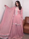 FANCY GEORGETTE EMBROIDERY SEQUENCE WORK TOP PALAZZO WITH DUPATTA FESTIVE WEAR WHOLESALE PRICE ETHNIC GARMENT (4)