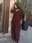 FANCY GEORGETTE EMBROIDERY SEQUENCE WORK TOP PATIYALA WITH DUPATTA MAROON