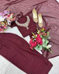 FANCY GEORGETTE EMBROIDERY SEQUENCE WORK TOP PATIYALA WITH DUPATTA PARTY WEAR WHOLESALE PRICE ETHNIC GARMENT (6)