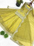 FANCY GEORGETTE EMBROIDERY SEQUENCE WORK WITH MOTI HANDWORK TOP LEHENGA WITH DUPATTA PARTY WEAR WHOLESALE PRICE ETHNIC GARMENT (2)