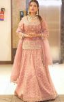 FANCY GEORGETTE EMBROIDERY SEQUENCE WORK WITH MOTI HANDWORK TOP LEHENGA WITH DUPATTA PARTY WEAR WHOLESALE PRICE ETHNIC GARMENT (4)