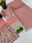 FANCY GEORGETTE EMBROIDERY SEQUENCE WORK WITH RIVET MOTI WORK TOP SHARARA WITH DUPATTA FESTIVE WEAR WHOLESALE PRICE ETHNIC GARMENT (3)