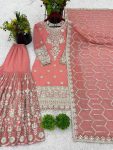 FANCY GEORGETTE EMBROIDERY SEQUENCE WORK WITH RIVET MOTI WORK TOP SHARARA WITH DUPATTA FESTIVE WEAR WHOLESALE PRICE ETHNIC GARMENT (3)