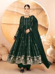 FANCY GEORGETTE EMBROIDERY THREAD SEQUENCE WORK GOWN BOTTOM WITH DUPATTA GREEN
