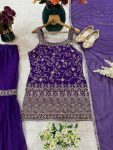 FANCY GEORGETTE EMBROIDERY WITH THREAD AND SEQUENCE WORK TOP SHARARA WITH DUPATTA FESTIVE WEAR WHOLESALE PRICE ETHNIC GARMENT (3)