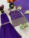 FANCY GEORGETTE EMBROIDERY WITH THREAD AND SEQUENCE WORK TOP SHARARA WITH DUPATTA FESTIVE WEAR WHOLESALE PRICE ETHNIC GARMENT (3)