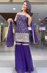 FANCY GEORGETTE EMBROIDERY WITH THREAD AND SEQUENCE WORK TOP SHARARA WITH DUPATTA FESTIVE WEAR WHOLESALE PRICE ETHNIC GARMENT (3)