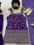 FANCY GEORGETTE EMBROIDERY WITH THREAD AND SEQUENCE WORK TOP SHARARA WITH DUPATTA FESTIVE WEAR WHOLESALE PRICE ETHNIC GARMENT (3)
