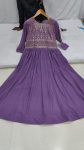 FANCY GEORGETTE EMBROIDERY ZARI SEQUENCE WORK GOWN FESTIVE WEAR WHOLESALE PRICE ETHNIC GARMENT (5)