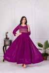 FANCY GEORGETTE EMBROIDERY ZARI SEQUENCE WORK GOWN FESTIVE WEAR WHOLESALE PRICE ETHNIC GARMENT (25)