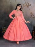 FANCY GEORGETTE EMBROIDERY ZARI SEQUENCE WORK GOWN FESTIVE WEAR WHOLESALE PRICE ETHNIC GARMENT(9)
