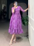 FANCY GEORGETTE FLORAL PRINTED ONE PIECE LAVENDER