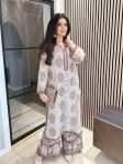 FANCY GEORGETTE FRENCH CREPE DIGITAL PRINTED EMBROIDERY SEQUENCE WORK TOP PALAZZO WITH DUPATTA OFF WHITE