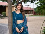 FANCY GEORGETTE GLITTER EMBROIDERY SEQUENCE WORK LEHENGA CHOLI WITH DUPATTA PARTY WEAR WHOLESALE PRICE ETHNIC GARMENT (4)