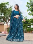 FANCY GEORGETTE GLITTER EMBROIDERY SEQUENCE WORK LEHENGA CHOLI WITH DUPATTA PARTY WEAR WHOLESALE PRICE ETHNIC GARMENT (4)