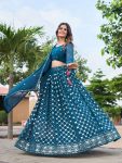 FANCY GEORGETTE GLITTER EMBROIDERY SEQUENCE WORK LEHENGA CHOLI WITH DUPATTA PARTY WEAR WHOLESALE PRICE ETHNIC GARMENT (4)