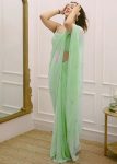 FANCY GEORGETTE HEART SHAPED HANDWORK SAREE WITH UNSTITCHED BLOUSE PARTY WEAR WHOLESALE PRICE ETHNIC GARMENT (3)