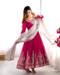 FANCY GEORGETTE MULTI THREAD EMBROIDERY SEQUENCE WORK GOWN BOTTOM WITH DUPATTA FESTIVE WEAAR WHOLESALE PRICE ETHNIC GARMENT (12)
