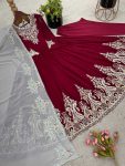 FANCY GEORGETTE MULTI THREAD EMBROIDERY SEQUENCE WORK GOWN BOTTOM WITH DUPATTA FESTIVE WEAR WHOLESALE PRICE ETHNIC GARMENT (9)