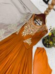 FANCY GEORGETTE MULTI THREAD EMBROIDERY SEQUENCE WORK GOWN BOTTOM WITH DUPATTA FESTIVE WEAR WHOLESALE PRICE ETHNIC GARMENT (7)