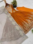FANCY GEORGETTE MULTI THREAD EMBROIDERY SEQUENCE WORK GOWN BOTTOM WITH DUPATTA FESTIVE WEAR WHOLESALE PRICE ETHNIC GARMENT (7)