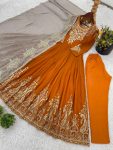 FANCY GEORGETTE MULTI THREAD EMBROIDERY SEQUENCE WORK GOWN BOTTOM WITH DUPATTA FESTIVE WEAR WHOLESALE PRICE ETHNIC GARMENT (7)