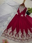 FANCY GEORGETTE MULTI THREAD EMBROIDERY SEQUENCE WORK GOWN BOTTOM WITH DUPATTA FESTIVE WEAR WHOLESALE PRICE ETHNIC GARMENT (9)