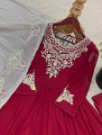 FANCY GEORGETTE MULTI THREAD EMBROIDERY SEQUENCE WORK GOWN BOTTOM WITH DUPATTA FESTIVE WEAR WHOLESALE PRICE ETHNIC GARMENT (9)