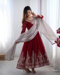 FANCY GEORGETTE MULTI THREAD EMBROIDERY SEQUENCE WORK GOWN BOTTOM WITH DUPATTA FESTIVE WEAR WHOLESALE PRICE ETHNIC GARMENT (9)