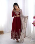 FANCY GEORGETTE MULTI THREAD EMBROIDERY SEQUENCE WORK GOWN BOTTOM WITH DUPATTA FESTIVE WEAR WHOLESALE PRICE ETHNIC GARMENT (9)