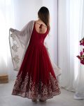 FANCY GEORGETTE MULTI THREAD EMBROIDERY SEQUENCE WORK GOWN BOTTOM WITH DUPATTA FESTIVE WEAR WHOLESALE PRICE ETHNIC GARMENT (9)