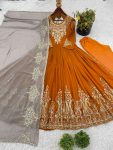 FANCY GEORGETTE MULTI THREAD EMBROIDERY SEQUENCE WORK GOWN BOTTOM WITH DUPATTA FESTIVE WEAR WHOLESALE PRICE ETHNIC GARMENT (7)