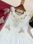FANCY GEORGETTE MULTI THREAD EMBROIDERY SEQUENCE WORK GOWN BOTTOM WITH DUPATTA PARTY WEAR WHOLESALE PRICE ETHNIC GARMENT (9)