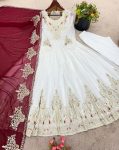 FANCY GEORGETTE MULTI THREAD EMBROIDERY SEQUENCE WORK GOWN BOTTOM WITH DUPATTA PARTY WEAR WHOLESALE PRICE ETHNIC GARMENT (9)