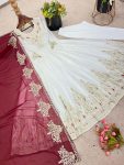 FANCY GEORGETTE MULTI THREAD EMBROIDERY SEQUENCE WORK GOWN BOTTOM WITH DUPATTA PARTY WEAR WHOLESALE PRICE ETHNIC GARMENT (9)