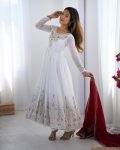 FANCY GEORGETTE MULTI THREAD EMBROIDERY SEQUENCE WORK GOWN BOTTOM WITH DUPATTA PARTY WEAR WHOLESALE PRICE ETHNIC GARMENT (9)