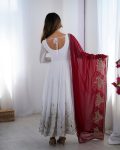 FANCY GEORGETTE MULTI THREAD EMBROIDERY SEQUENCE WORK GOWN BOTTOM WITH DUPATTA PARTY WEAR WHOLESALE PRICE ETHNIC GARMENT (9)