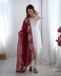 FANCY GEORGETTE MULTI THREAD EMBROIDERY SEQUENCE WORK GOWN BOTTOM WITH DUPATTA PARTY WEAR WHOLESALE PRICE ETHNIC GARMENT (9)