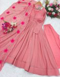 FANCY GEORGETTE PEARL BUTTON WORK GOWN BOTTOM WITH DUPATTA PARTY WEAR WHOLESALE PRICE ETHNIC GARMENT (5)