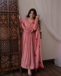 FANCY GEORGETTE PEARL BUTTON WORK GOWN BOTTOM WITH DUPATTA PARTY WEAR WHOLESALE PRICE ETHNIC GARMENT (5)