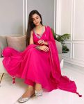 FANCY GEORGETTE PLAIN ANARKALI GOWN BOTTOM WITH DUPATTA FESTIVE WEAR WHOLESALE PRICE ETHNIC GARMENT (5)