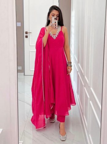 FANCY GEORGETTE PLAIN ANARKALI GOWN BOTTOM WITH DUPATTA RANI