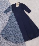 FANCY GEORGETTE PLAIN GOWN WITH ORGANZA PRINTED DUPATTA PARTY WEAR WHOLESALE PRICE ETHNIC GARMENT (7)