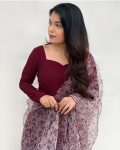 FANCY GEORGETTE PLAIN GOWN WITH ORGANZA PRINTED DUPATTA PARTY WEAR WHOLESALE PRICE ETHNIC GARMENT (3)